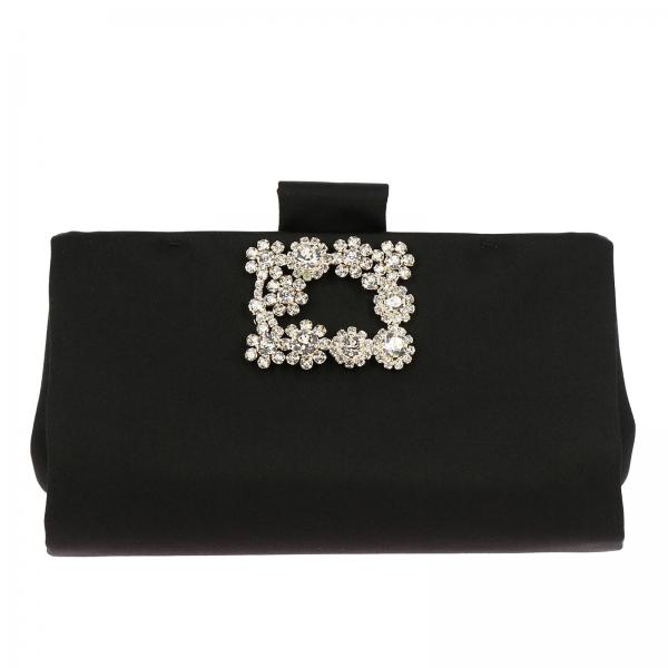 Clutch Soft Flowers in raso con maxi strass buckle