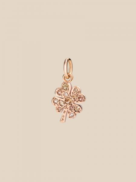 Dodo four-leaf clover charm in 9 kt rose gold with brown diamonds
