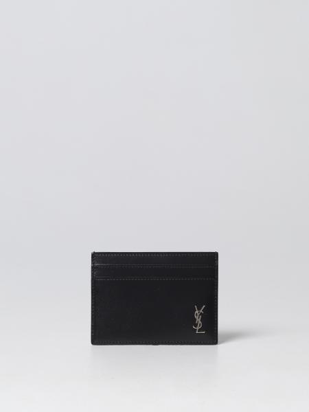 Saint Laurent Tiny Cassandre brushed leather cardholder