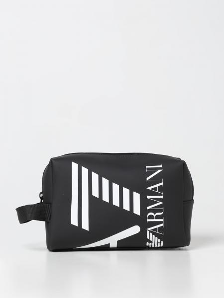 Beauty case EA7 in tessuto gommato con maxi logo>
