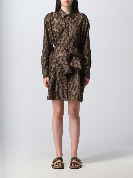 Fendi: Abito chemisier Fendi in twill