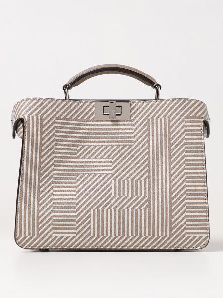 Borsa Peekaboo ISeeU Fendi in pelle Cuoio Romano a grana con macro FF Shadow