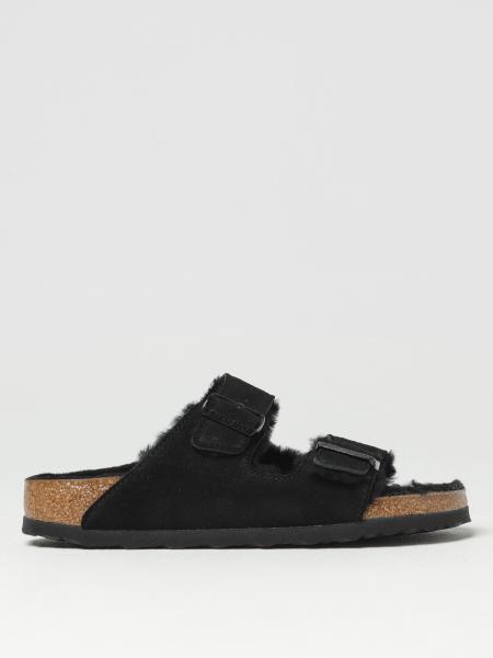 Sandalo Arizona Birkenstock in camoscio e shearling