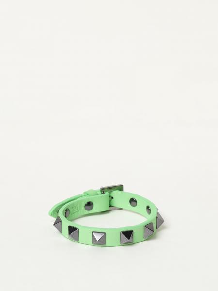 Bracciale Valentino Garavani in pelle con borchie>