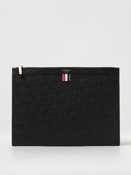 Pouch Thom Browne in pelle a grana