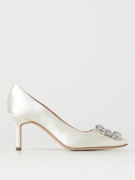 Manolo Blahnik Hangisi pumps in satin with jewel buckle