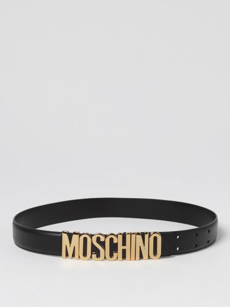 Moschino Couture Leather Belt with Logo Lettering