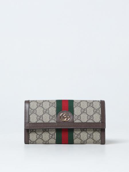 Portafoglio Ophidia Gucci in tessuto GG Supreme e pelle a grana