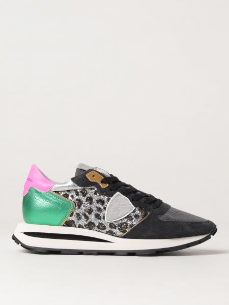 Sneakers Tropez Haute Philippe Model in pelle e tessuto con glitter animalier