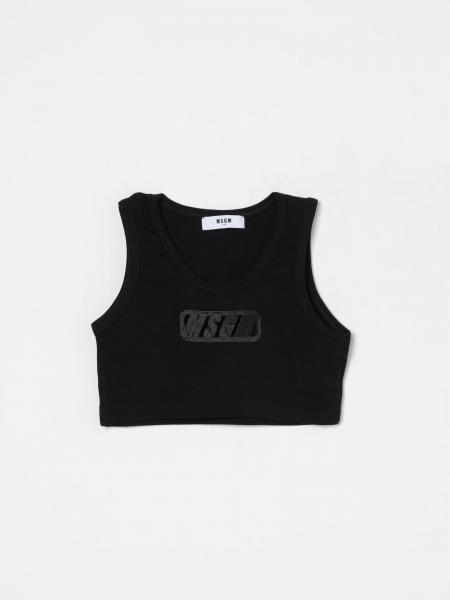 Canotta crop in cotone con logo MSGM Kids>