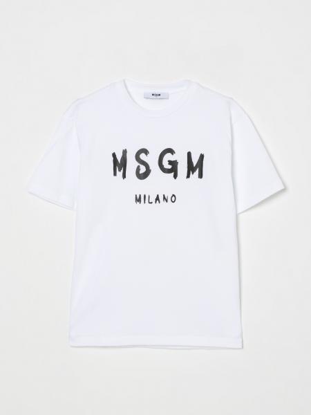 T-shirt in cotone con stampa logo MSGM Kids