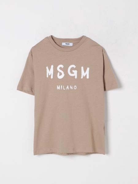 T-shirt in cotone con stampa logo MSGM Kids