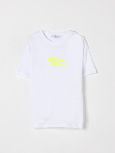 T-shirt in cotone con stampa logo MSGM Kids>