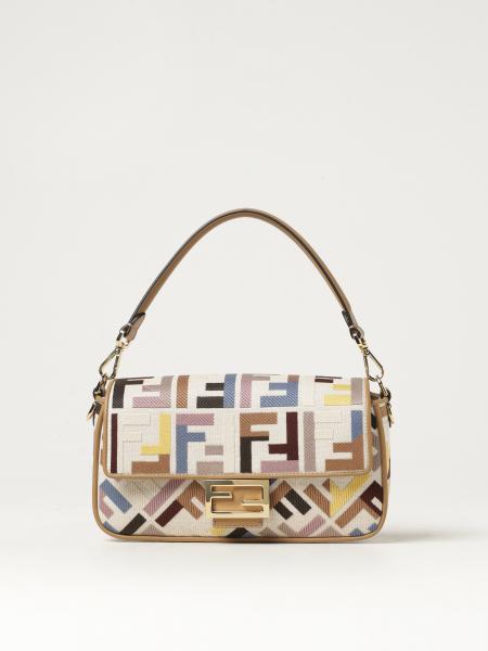 Borsa Baguette Fendi in canvas e pelle