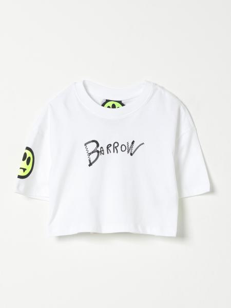 T-shirt crop in cotone con stampa logo Barrow Kids