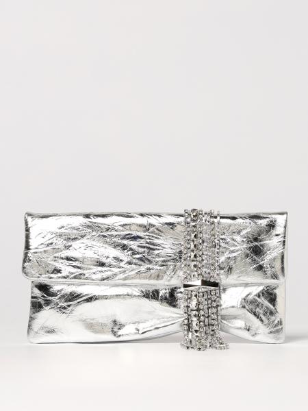 クラッチバッグ JIMMY CHOO Woman Clutch Silver ZANDRABYN SILVER/SILVER Zandra | Silver Vintage Metallic Leather Clutch Bag | JIMMY CHOO