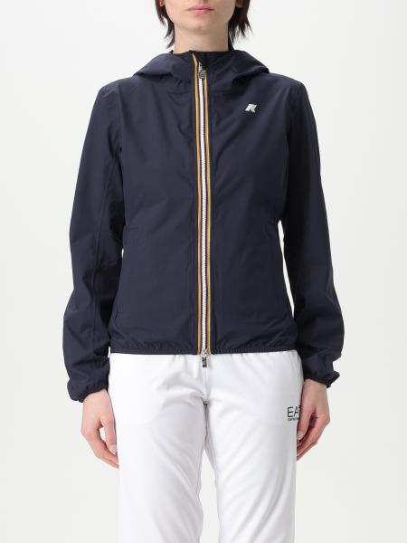 コート K WAY Women Coats K5127LW K89 Blue Jackets Woman LILY STRETCH DOT Short BLUE DEPTH