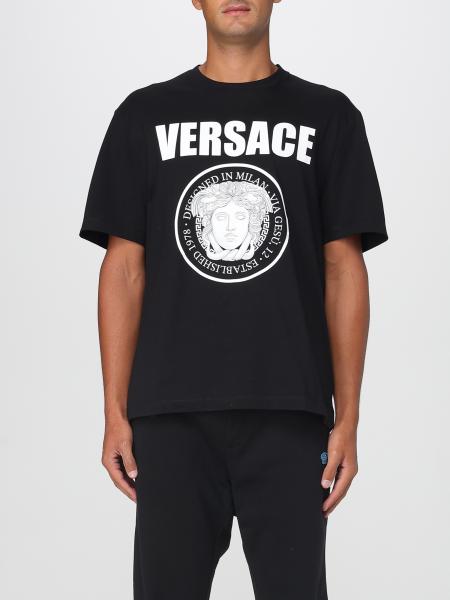 Tシャツ・カットソー VERSACE Men T Shirts 78GAHC05 CJ01C727 BEIGE VERSACE JEANS COUTURE Men's Beige Short Sleeve T-Shirt with
