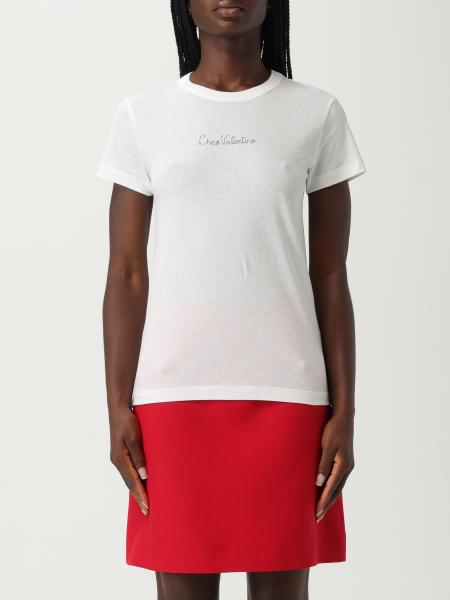 Tシャツ・カットソー VALENTINO Woman T-Shirt White 7B3MG25G9L9 A03 Valentino Garavani V Gold T-shirt | White | FARFETCH