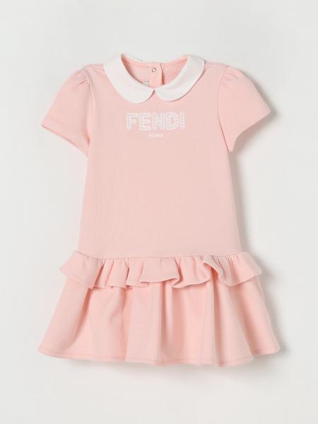 Abito in cotone con logo Fendi