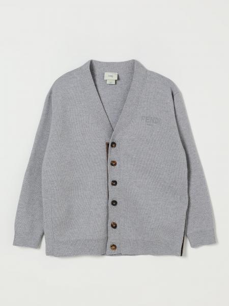 Cardigan in lana vergine con bande FF Fendi