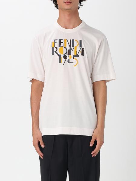 T-shirt in cotone con logo Fendi Roma 1925