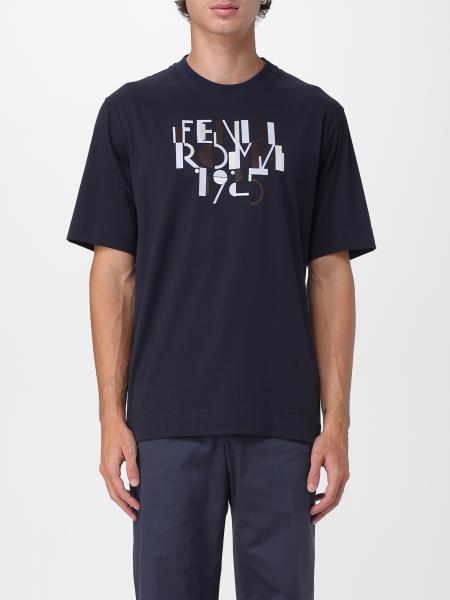 T-shirt in cotone con logo Fendi Roma 1925