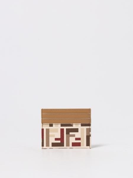 Porta carte di credito Baguette FF Fendi in pelle e cotone spalmato