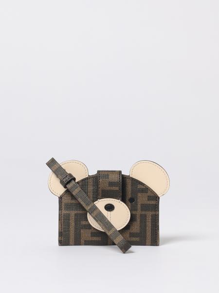 Portacarte di credito Fendi Best Friends Forever in pelle e cotone spalmato