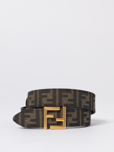 Cintura Fendi reversibile in misto cotone e pelle