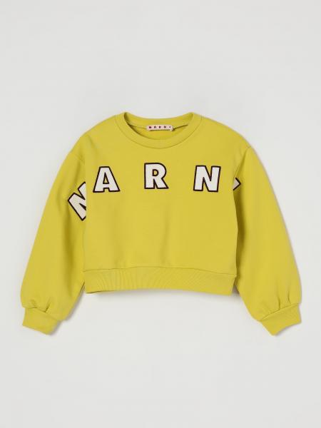 Felpa a girocollo crop in cotone con logo Marni