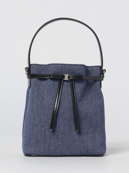Mini Bow Cotton Denim Bucket Bag Ferragamo