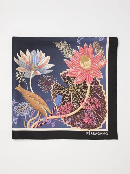 Water Lilies Print Silk Scarf Ferragamo