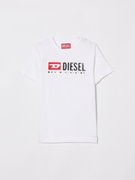 T-shirt in cotone con stampa logo Diesel