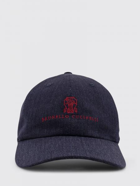 Cappello Brunello Cucinelli in lino con logo ricamato