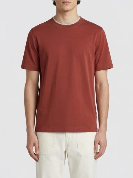 T-shirt a girocollo con contrasti in cotone Brunello Cucinelli