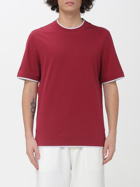 Baumwoll-Rundhals-T-Shirt mit Kontrasten Brunello Cucinelli
