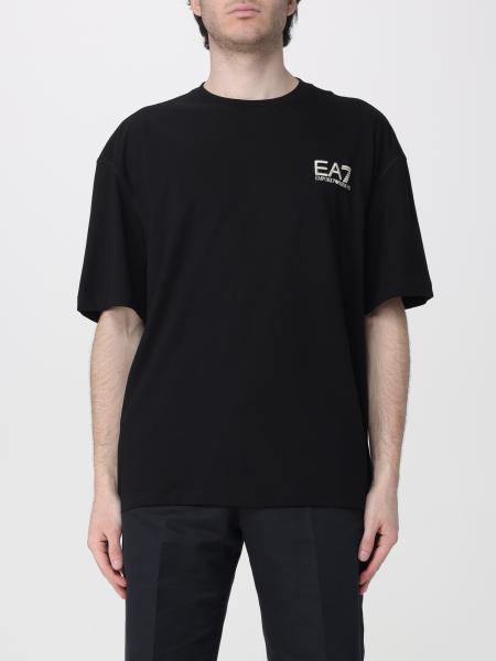 Printed Cotton Crew Neck T-Shirt EA7