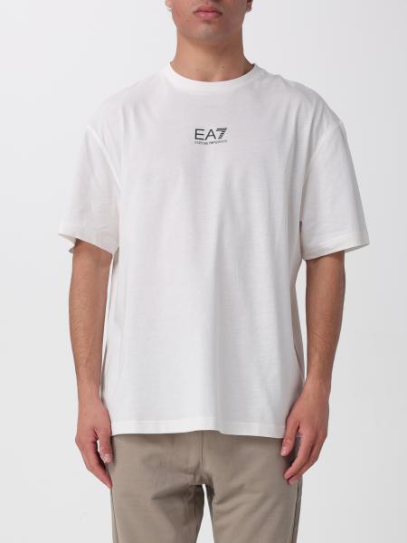 Printed Cotton Crew Neck T-Shirt EA7