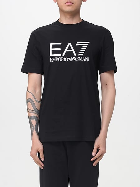 Camiseta de algodón con cuello redondo EA7