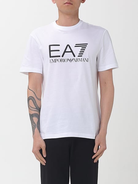 Camiseta de algodón con cuello redondo EA7