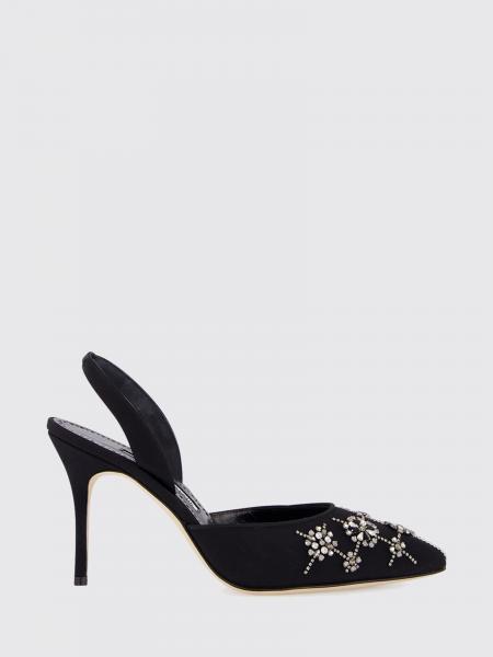 Slingback Ralyne Manolo Blahnik in raso con strass