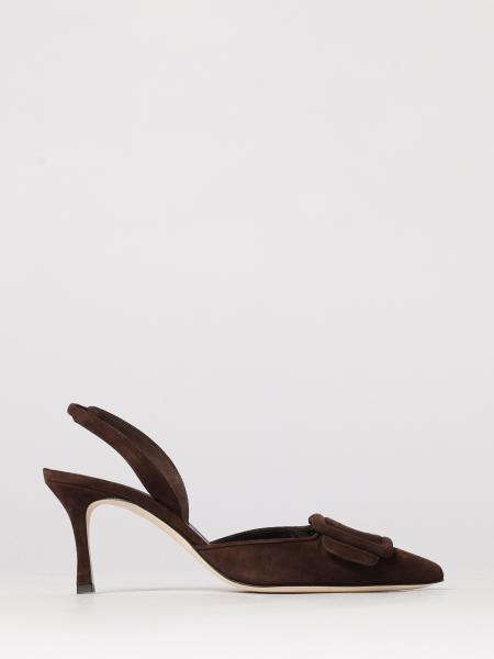 Manolo Blahnik Maysli 绒面革装饰扣露跟鞋