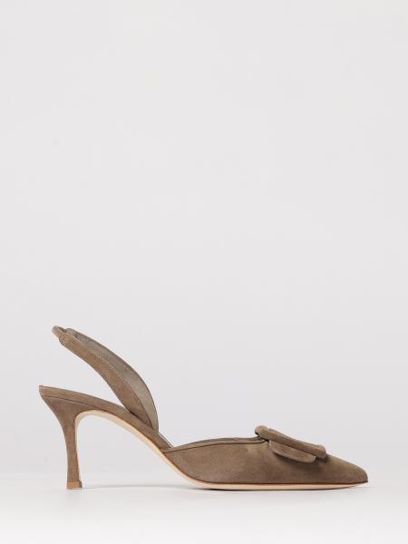 Maysli Suede Slingback Pumps Manolo Blahnik with Decorative Buckle