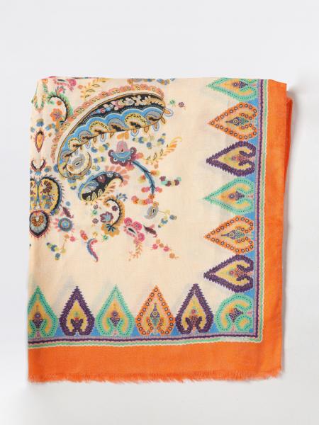 Etro Cotton and Modal Scarf with Geometric and Floral Motif