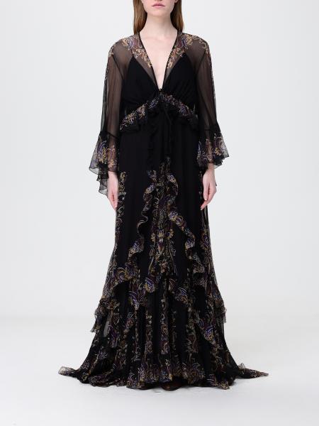 Etro 荷叶边真丝长连衣裙