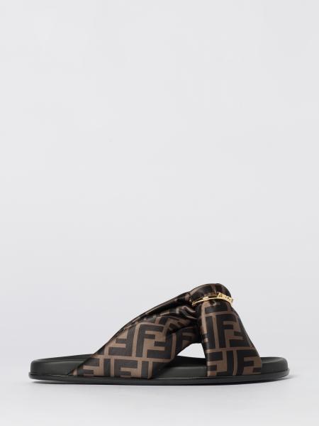 Feel FF Satin Sandals with Decorative D-Ring Buckle Fendi