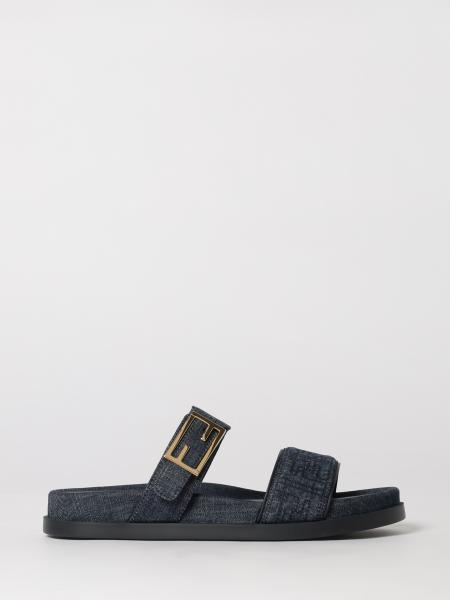 Feel Denim Sandals with FF Jacquard Monogram Fendi