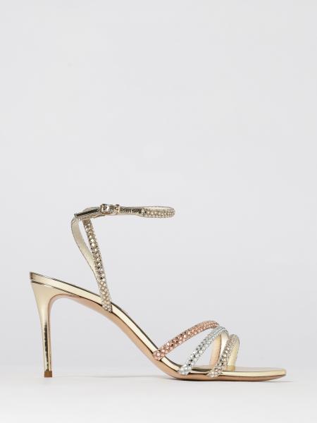 Julia Sandal in Laminated Patent Leather with Rhinestones Casadei