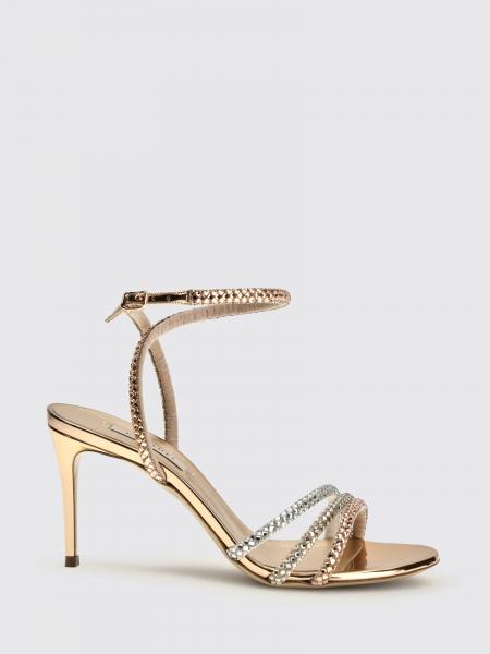 Julia Sandal in Laminated Patent Leather with Rhinestones Casadei
